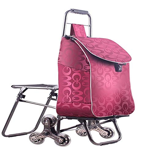 MEVZHH Bewegliche Hand Lkw Einkaufswagen, Trepklettern Klappgepäck Warenkorb Mit Stuhl, Tragbare Lebensmittel Einkaufswagen Kleiner Wagen, Große Kapazität Tasche, Rad Klappwagen/E/F von MEVZHH