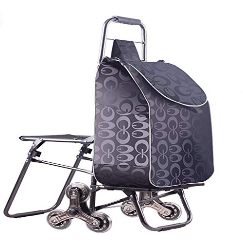 MEVZHH Bewegliche Hand Lkw Einkaufswagen, Trepklettern Klappgepäck Warenkorb Mit Stuhl, Tragbare Lebensmittel Einkaufswagen Kleiner Wagen, Große Kapazität Tasche, Rad Klappwagen/E/H von MEVZHH