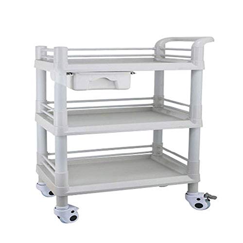 MEVZHH Bewegliche Hand Lkw Haushalt Servierwagen 3 Schichten Trolley Auf Rädern Instrument Behandluauto/Weiß/M (64 * 44 * 90 Cm) von MEVZHH