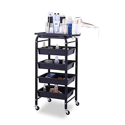 MEVZHH Bewegliche Hand Lkw Lagerwagen Küche Schönheitssalons Warenkorb Mit Schublade15 Kg Kapazitätsrollwagen/Schwarz/44 * 30 * 80 cm von MEVZHH