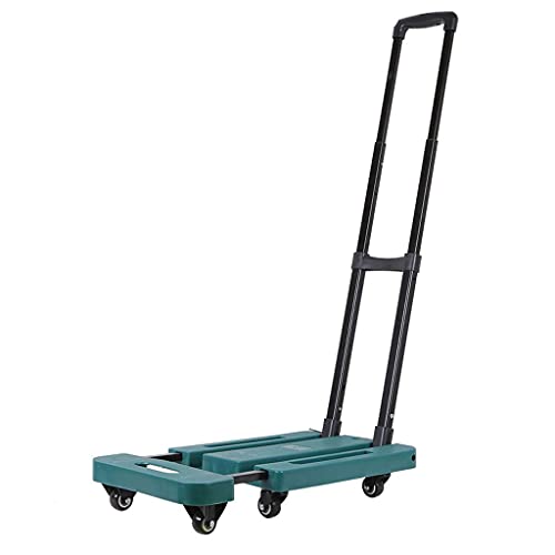 MEVZHH Bewegliche Hand Lkw Shoppicart Convenienttrolley Vierrad Foldishoppicart Flat Household Trolley Out Gepäck Trolley Lebensmittelwagen/Grün von MEVZHH