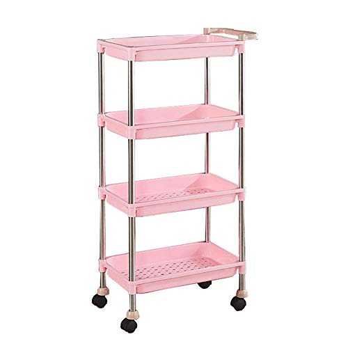 MEVZHH Bewegliche Hand Trucks Aufbewahrungswagen Haar Stylispa Trolley Küche 4 Stufe Mobile Schönheit Rollwagen/L/Rosa von MEVZHH