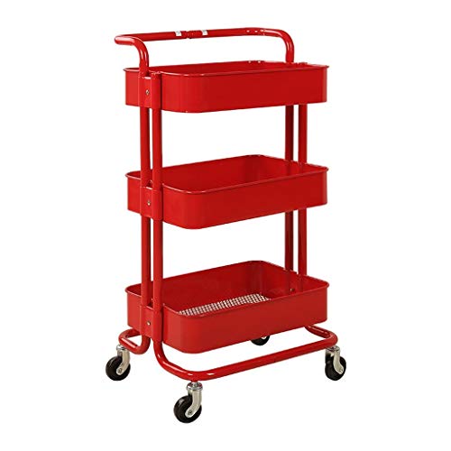 MEVZHH Bewegliche Hand Trucks Service Aufbewahrungswagen, Schönheitswagen,Drei Stockwerke Mit Armlehnen Kohlenstoffstaspezialisierte Hand Wagen,Küche Haushalt Ablaufbares Regal Aufbewahrungswagen/We von MEVZHH