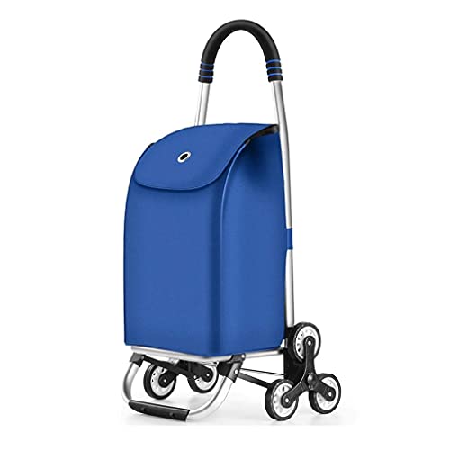 MEVZHH Bewegliche Hand Trucks Shoppicart Foldishoppicart All Terrain Treppe Climbicart Mit Abnehmbarem Wasserdichten Oxcloth Blaundry Lebensmittel Shoppilebensmittelwagen/Blau/Si* Stange von MEVZHH