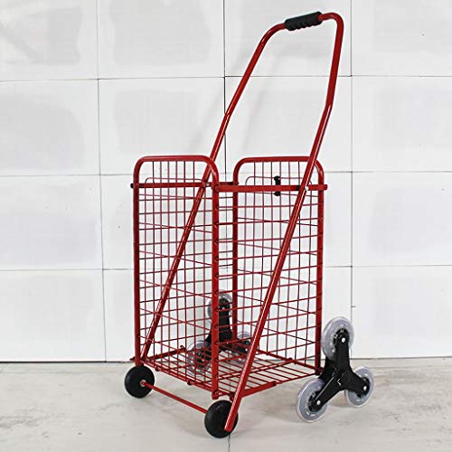 MEVZHH Bewegliche Hand Trucks Warenkorb Einkaufswagen Falten Einkaufswagen Tragbare Metall Aufbewahrungswagen/Rot/B MEVZHH Bewegliche Hand Trucks Warenkorb Einkaufswagen Falten Einkaufswagen Tragbare Metall Aufbewahrungswagen/Rot/B von MEVZHH