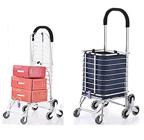 MEVZHH Bewegliche Hand Trucks Warenkorb Einkaufswagen Tragbarer Multifunktions-Warenkorb Klappwagen Leichte Trepkletterwagen Mit Dreieckigem Kristallrad - 177 Lb Kapazitätswagen/B von MEVZHH
