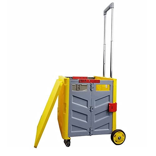 MEVZHH Bewegliche Handfahrzeuge Faltbarer Shoppicart Auf Rädern Shoppicart Withcopihandle Für Shoppigepäck Werkzeuge Office Utility Cart/Gelb/4 Stäbe Von 65L von MEVZHH