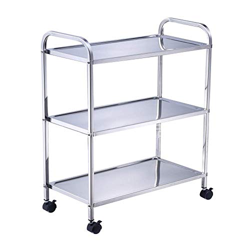 MEVZHH Bewegliche Handfahrzeuge Lagerwagen Küche 3 Ebene Hotel Catecart Mit Bremse Radfrei Stahl Haushalt Servitrolley Restaurants 50Kg Lastkapazität/Ein/L-62 * 31 * 80Cm von MEVZHH