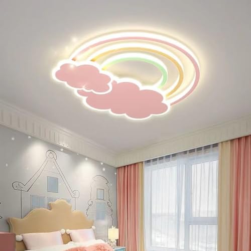 MEVZHH Chandeliers, 50 cm Pink Deckenleuchte Led Kinderschutzlamdimmbare Deckenleuchte Mit Fernbedienukinderzimmer Schlafzimmer Wohnzimmer Mädchenzimmer Kinderzimmer Kreativer Regenbogen-Ultra-Dünne K von MEVZHH