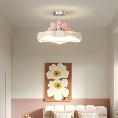MEVZHH Chandeliers, 55 cm Kinderraum-Schmuckleuchte Led Gelblich Deckenlamdimmbare Hängelampink Herzform Dekorunde Deckenleuchte Wohnzimmer Schlafzimmer Esszimmer Mit Fernbedienung von MEVZHH