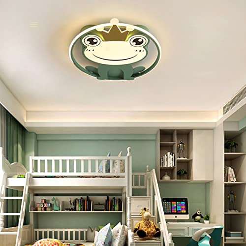 MEVZHH Chandeliers, Dimmbare Deckenleuchte Kinderzimmer 55 cm Runde Led-Mit Fernbedienukinderlamschlafzimmer Wohnzimmer Grüne Deckenleuchte Moderne Esszimmer Cartoon-Froschlampen von MEVZHH