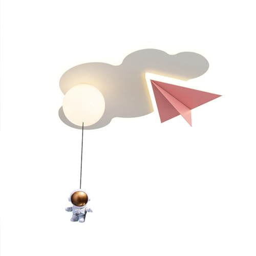 MEVZHH Chandeliers, Kreative Deckenleuchte Für Kinder Wolken Led Kinderraum Abblendbare Deckenleuchte Mit Fernbedienupink Flugzeug Dekorationsbeleuchtuschlafzimmer Wohnzimmer Astronauten-Chandelier von MEVZHH
