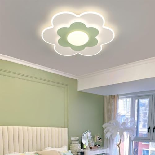 MEVZHH Chandeliers, Led-Dimmbar Deckenleuchte Grün Blumen Deckenleuchte Modern Mit Fernbedienukinderzimmer Schlafzimmer Wohnzimmer Esszimmer Gästezimmer Studium Led Kreative Beleuchtudurchmesser 48 cm von MEVZHH