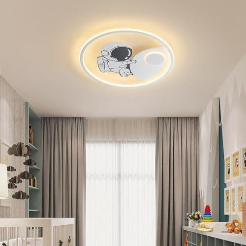 MEVZHH Chandeliers, Moderne Led-Kinderlam50 cm Runde Deckenleuchte Dimmbare Deckenlamkinderzimmer Schlafzimmer Wohnzimmer Mädchenzimmer Kinderzimmer Kreativ Astronaut Ultra-Dünne Mit Fernbedienung von MEVZHH
