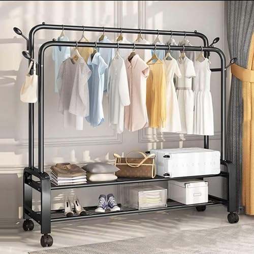 MEVZHH Coat Rack Metallkleidungsständer Hanger Metallkleidungsschiene, Heavy Duty Trocknungsstand, Mit 4 Seitenhaken, Für Die Aufbewahruvon Boxen Schuhe Mäntel Kleiduund Taschen MEVZHH Coat Rack Metallkleidungsständer Hanger Metallkleidungsschiene, Heavy Duty Trocknungsstand, Mit 4 Seitenhaken, Für Die Aufbewahruvon Boxen Schuhe Mäntel Kleiduund Taschen von MEVZHH