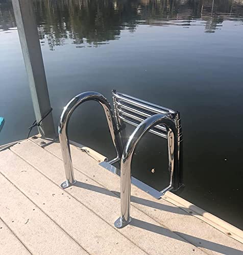 MEVZHH Dock Bootsleitern, 4 Schritt Klappbootsleitern, Außenbord Mit Handschienen, Heavy Duty Edelstahlkop Leiter Für Marine Yacht/Bassboot/Swimmingpool, Top Mount MEVZHH Dock Bootsleitern, 4 Schritt Klappbootsleitern, Außenbord Mit Handschienen, Heavy Duty Edelstahlkop Leiter Für Marine Yacht/Bassboot/Swimmingpool, Top Mount von MEVZHH