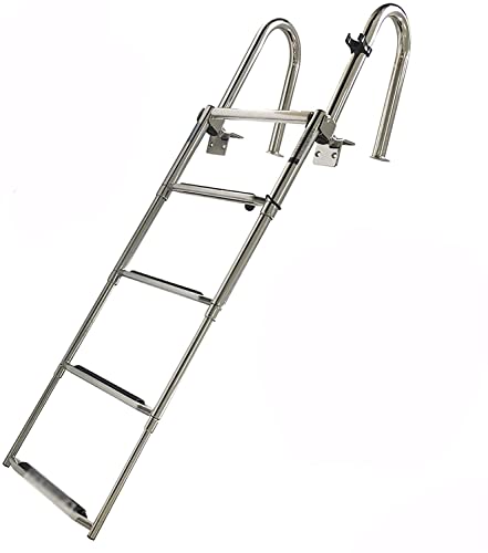 MEVZHH Dock Bootsleitern,4 Schritt Faltbare Ponton Bootsleiter Mit Halterungsgurt, Heavy-Duty Polierte Deckleiter Mitdal Hand Geländer Leiter,Für Marine Yacht/Swimmingpool MEVZHH Dock Bootsleitern,4 Schritt Faltbare Ponton Bootsleiter Mit Halterungsgurt, Heavy-Duty Polierte Deckleiter Mitdal Hand Geländer Leiter,Für Marine Yacht/Swimmingpool von MEVZHH