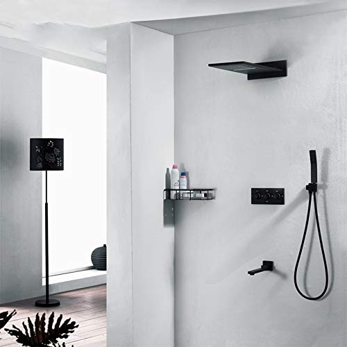 MEVZHH Duschsystem Luxus Messischwarz Verstecktes Badezimmer Duschhahn Großes Regenbad Duschsystem Set Wandmontierter Wassermischerhahn, Dusche Set/Dusche Set MEVZHH Duschsystem Luxus Messischwarz Verstecktes Badezimmer Duschhahn Großes Regenbad Duschsystem Set Wandmontierter Wassermischerhahn, Dusche Set/Dusche Set von MEVZHH