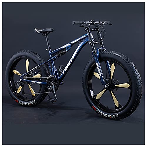 MEVZHH Erwachsene Mountainbikes 26 Zoll Für Männer Frauen Riesen Fett Reifen Mountain Trail Für Jungen Mädchen, Dual-Federufahrrad High-Carbon Starahmenrutsch Off-Road-Fahrräder/Blaue 5 Gesprochen/30 MEVZHH Erwachsene Mountainbikes 26 Zoll Für Männer Frauen Riesen Fett Reifen Mountain Trail Für Jungen Mädchen, Dual-Federufahrrad High-Carbon Starahmenrutsch Off-Road-Fahrräder/Blaue 5 Gesprochen/30 von MEVZHH