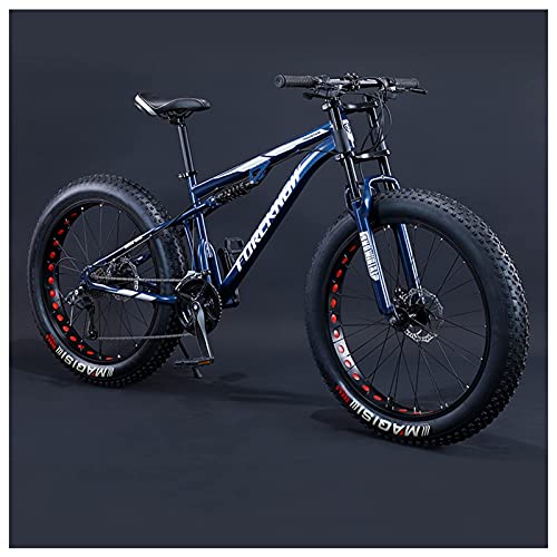 MEVZHH Erwachsene Mountainbikes 26 Zoll Für Männer Frauen Riesen Fett Reifen Mountain Trail Für Jungen Mädchen, Dual-Federufahrrad High-Carbon Starahmenrutsch Off-Road-Fahrräder/Blaue Siche/24 Geschwi MEVZHH Erwachsene Mountainbikes 26 Zoll Für Männer Frauen Riesen Fett Reifen Mountain Trail Für Jungen Mädchen, Dual-Federufahrrad High-Carbon Starahmenrutsch Off-Road-Fahrräder/Blaue Siche/24 Geschwi von MEVZHH