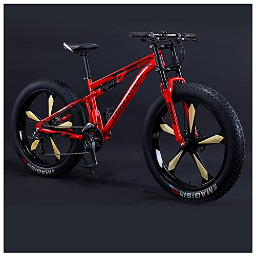MEVZHH Erwachsene Mountainbikes 26 Zoll Für Männer Frauen Riesen Fett Reifen Mountain Trail Für Jungen Mädchen, Dual-Federufahrrad High-Carbon Starahmenrutsch Off-Road-Fahrräder/Rot 5 Gesprochen/30 Ge MEVZHH Erwachsene Mountainbikes 26 Zoll Für Männer Frauen Riesen Fett Reifen Mountain Trail Für Jungen Mädchen, Dual-Federufahrrad High-Carbon Starahmenrutsch Off-Road-Fahrräder/Rot 5 Gesprochen/30 Ge von MEVZHH