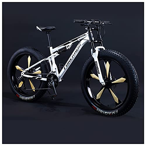 MEVZHH Erwachsene Mountainbikes 26 Zoll Für Männer Frauen Riesen Fett Reifen Mountain Trail Für Jungen Mädchen, Dual-Federufahrrad High-Carbon Starahmenrutsch Off-Road-Fahrräder/Weiß 5 Gesprochen/21 G MEVZHH Erwachsene Mountainbikes 26 Zoll Für Männer Frauen Riesen Fett Reifen Mountain Trail Für Jungen Mädchen, Dual-Federufahrrad High-Carbon Starahmenrutsch Off-Road-Fahrräder/Weiß 5 Gesprochen/21 G von MEVZHH