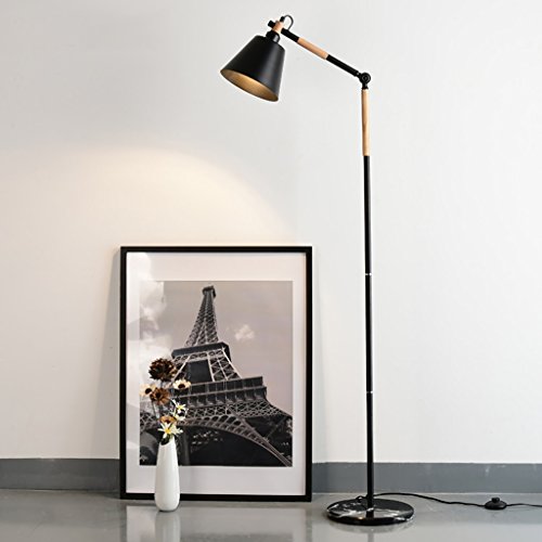 MEVZHH Fußbodenlampen, Einfache Fußbodenlampe, Kreative Schlafzimmer Bettsiwohnzimmer Studie Leselicht Holz Kunst Vertikale Hohe Pole Lichter Stehlicht/Weiß-137X27Cm/Schwarz-137 * 27Cm von MEVZHH
