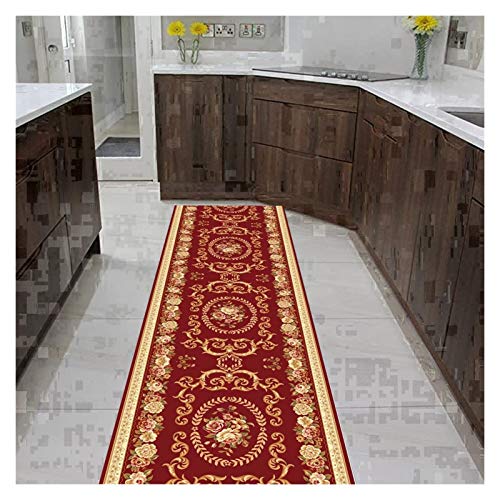 MEVZHH Halle Teppich, Roter Bereich Teppich Bordered Rutschfeste Waschbar Für Schlafzimmer Küche/a / 0,6 X 5M/Ein/0,9 * 3 M von MEVZHH