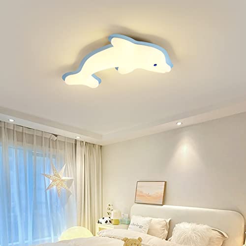 MEVZHH Kandelaber, Kindermädchen Deckenleuchte Dimmbar 60 cm Kandelaber Mit Fernbedienukindergarage Cartoon-Delfin Deckenleuchte Schlafzimmer Wohnzimmer Kreatives Esszimmer Hängelicht von MEVZHH