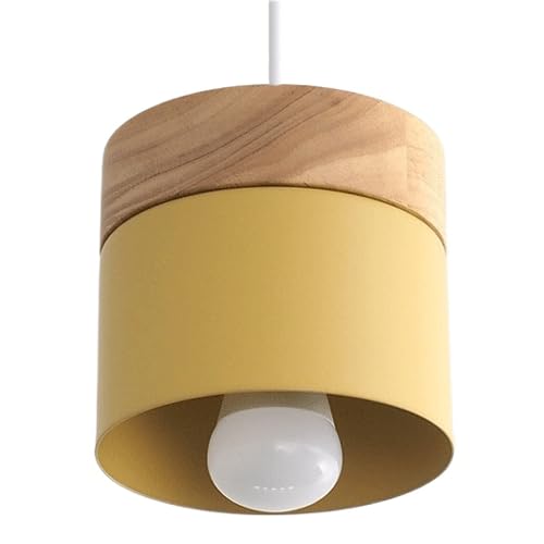 MEVZHH Kronleuchter, E27 Lichtquelle Einzelkopf Kronleuchter, Einfacher Stil Anhängerlicht, Kreativersönlichkeit Metall Hängelampepenschirm, Bar Veranda Dekoration Beleuchtungen/Gelb von MEVZHH