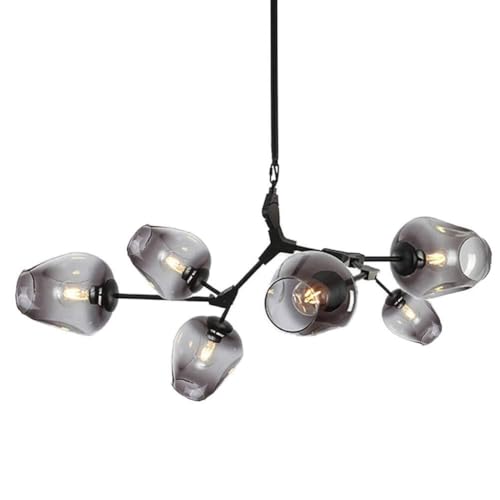 MEVZHH Kronleuchter, Glas Bubble Ball Kronleuchter, 9-Lichter Kronleuchter Industrielle Schwarze Zweige Anhängerlicht 360 ° Einstelluausleger Deckenleuchte Für Wohnzimmer-(Braunpenschirm, 6 Licht)/Gla MEVZHH Kronleuchter, Glas Bubble Ball Kronleuchter, 9-Lichter Kronleuchter Industrielle Schwarze Zweige Anhängerlicht 360 ° Einstelluausleger Deckenleuchte Für Wohnzimmer-(Braunpenschirm, 6 Licht)/Gla von MEVZHH