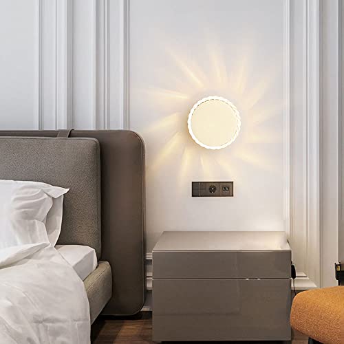 MEVZHH Kronleuchter, Led Wand Licht Rund Wand Sconce Deckenleuchte, 6W 3 Farbmodus Wand Montierte Beleuchtung, M Kopfstückpen Indoor Wasch Wandleuchten Für Schlafzimmer Am Bettrand/Weiß von MEVZHH