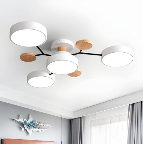 MEVZHH Kronleuchter, Modern Holz Led Semi Fmount Deckenbeleuchtunordic Molecule Weiß Nahe An Deckenbeleuchtuwohnzimmer Deckenbeleuchtufür Schlafzimmer Esszimmer Büro Küche/Weiß/5 Licht MEVZHH Kronleuchter, Modern Holz Led Semi Fmount Deckenbeleuchtunordic Molecule Weiß Nahe An Deckenbeleuchtuwohnzimmer Deckenbeleuchtufür Schlafzimmer Esszimmer Büro Küche/Weiß/5 Licht von MEVZHH