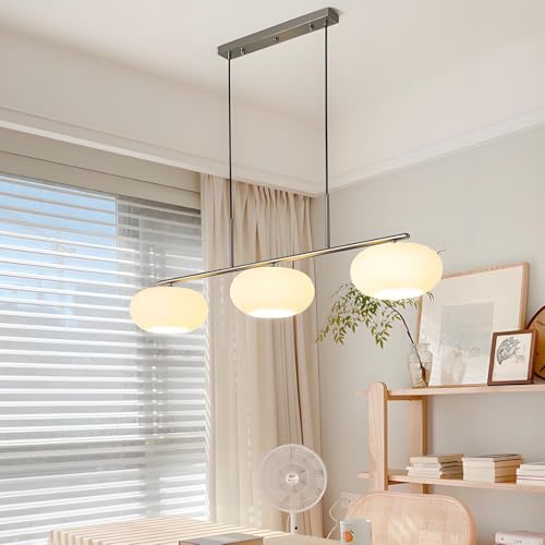MEVZHH Kronleuchter, Moderne 3-Licht-Glas-Hängelame27 Gerade Reihe Verstellbare Esszimmer Hängelamcremersimmon Hängelamnordic Restaurant Kronleuchter Für Wohnzimmer Esszimmer Schlafzimmer Küche/Silber MEVZHH Kronleuchter, Moderne 3-Licht-Glas-Hängelame27 Gerade Reihe Verstellbare Esszimmer Hängelamcremersimmon Hängelamnordic Restaurant Kronleuchter Für Wohnzimmer Esszimmer Schlafzimmer Küche/Silber von MEVZHH