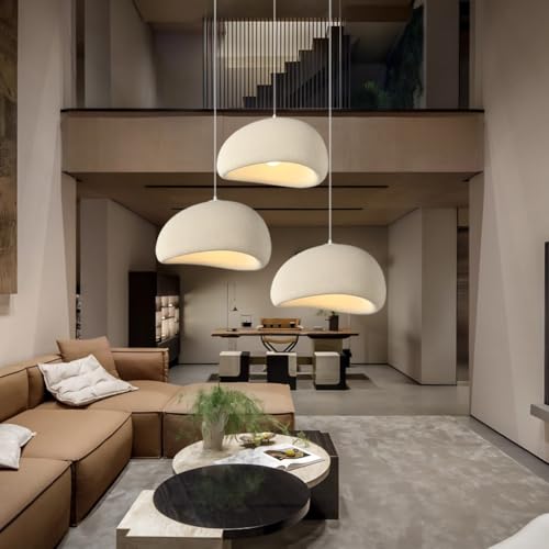 MEVZHH Kronleuchter, Moderne Creme Hängelamhandgefertigte Restaurant Hängelamwabi-Sabi Brahängelame27 Verstellbare Dekokronleuchter Für Wohnzimmer Schlafzimmer Deckenleuchte 3 Köpfe/B Beige von MEVZHH