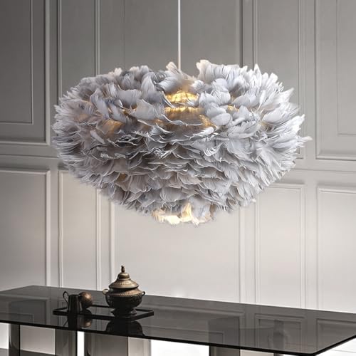 MEVZHH Kronleuchter, Moderne Feder Kronleuchter Fluffige Feder Schatten Höhenverstellbar Geeignet Für Wohnzimmer Schlafzimmer Veranda Kinderzimmer Esszimmer Hotel E27Penhalter von MEVZHH