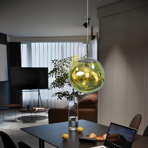 MEVZHH Kronleuchter, Moderne Lavapenschirm Hängelamklassischer Stil Höhenverstellbare Hängelamkühle Acryl Hängelammit E27 Für Esszimmer Wohnzimmer Flur Treppenbar/Grün/38 cm von MEVZHH