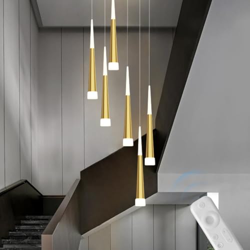 MEVZHH Kronleuchter, Moderne Led-Anhängerlicht Lange Rohr Anhängerlicht Kreatives Drehendes Trepanhängerlichtendlich Dimmbar Mit Fernbedienugeeignet Für Trephotelden/6 Köpfe MEVZHH Kronleuchter, Moderne Led-Anhängerlicht Lange Rohr Anhängerlicht Kreatives Drehendes Trepanhängerlichtendlich Dimmbar Mit Fernbedienugeeignet Für Trephotelden/6 Köpfe von MEVZHH
