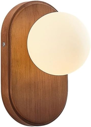 MEVZHH Kronleuchter, Moderne Milch Weißes Glas Wandlammit Mid Century Modern, Holz Bauernhaus Wandlampe, Antike Fmount Deckenbeleuchtufür Schlafzimmer, Kinderzimmer, Bettseite, Wohnzimmer, Veranda Wan von MEVZHH