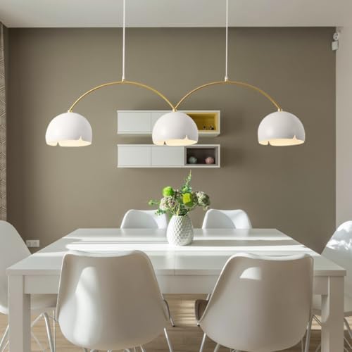 MEVZHH Kronleuchter, Moderne Weiße Runde Kronleuchter Acrylpenschirm Anhängerlicht Skandinavischer Esszimmer Kronleuchter Für Küche Insel Schlafzimmer Esszimmer Wohnzimmer/3 Köpfe von MEVZHH
