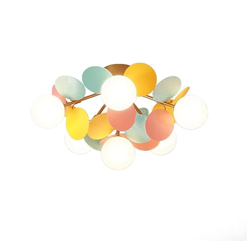 MEVZHH Kronleuchter, Moderner-Kronleuchter, Mitte Des Jahrhunderts 8-Lichter Kronleuchter Mit Weißem Globus Glasschatten Art Decor Deckenleuchte Für Wohnzimmer/Weiß/55 * 32 cm (22 * 13 Zoll) von MEVZHH