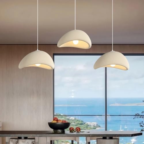 MEVZHH Kronleuchter, Restaurant Hängelamwabi-Sabi Beige Hängelammoderne Creme Hängelame27 Verstellbare Dekohängelamfür Wohnzimmer Schlafzimmer Deckenleuchte 3 Köpfe/A-Beige von MEVZHH
