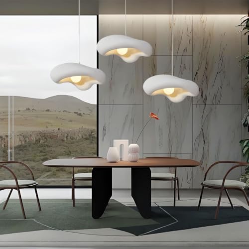 MEVZHH Kronleuchter, Wabi-Sabi 3-Licht Elegante Hängelamhängelamin Wolkenform Höhenverstellbare Moderne Esstisch Kronleuchter Aus Polystyrol Mit E27 Für Esszimmer Wohnzimmer Schlafzimmer Bar/B-Weiß von MEVZHH