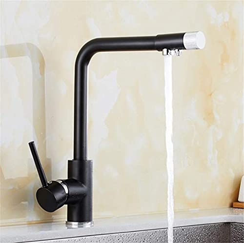 MEVZHH Küchenhahne, Chrome Küche Waschbecken Wasserhahn 360 Drehen Drehhahn Mischer Single Single Loch 3 Way Mixer Hahn Trinkwasser Filterhahn/Schwarz MEVZHH Küchenhahne, Chrome Küche Waschbecken Wasserhahn 360 Drehen Drehhahn Mischer Single Single Loch 3 Way Mixer Hahn Trinkwasser Filterhahn/Schwarz von MEVZHH