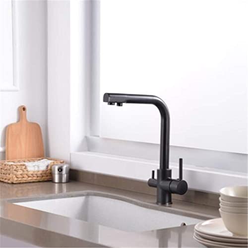 MEVZHH Küchenhahne, Massiv Messischwarz Für Küche Deck Montiert Wasserfilter Hahn Drei Wege Waschbecken Mixer 3 Wege Küchenhahn Trinkwasser Filterhahne/Schwarz MEVZHH Küchenhahne, Massiv Messischwarz Für Küche Deck Montiert Wasserfilter Hahn Drei Wege Waschbecken Mixer 3 Wege Küchenhahn Trinkwasser Filterhahne/Schwarz von MEVZHH