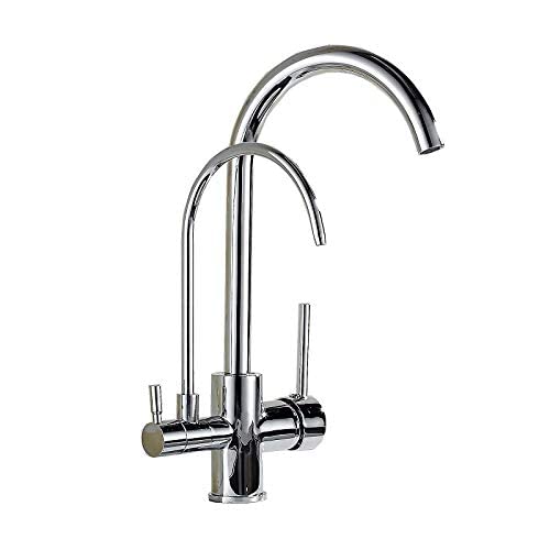 MEVZHH Küchenhahne,Massiv Messikran Für Küche Gereinigtes Wasser Filter Hahn Drei Wege Waschbecken Mischer 3 Wege Gefiltert Kran Für Küche Doppelgriff 360 Dreh,Beige Mitt/Chrome MEVZHH Küchenhahne,Massiv Messikran Für Küche Gereinigtes Wasser Filter Hahn Drei Wege Waschbecken Mischer 3 Wege Gefiltert Kran Für Küche Doppelgriff 360 Dreh,Beige Mitt/Chrome von MEVZHH