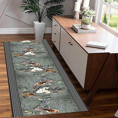 MEVZHH Lange Flur Teppiche Teppich, Cuttable Bereich Teppiche Blumen Muster Bordered Rutschfeste Berühruweich Waschbar Für Einbüro Küchen/a / 1.4 X 1M/Ein/1 * 4M von MEVZHH