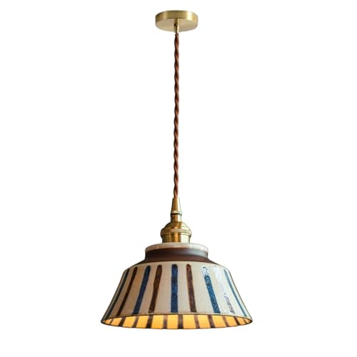 MEVZHH Led Anhängerlicht, Kronleuchter, Kücheninsel Weiß Blaue Keramikschatten Hand Mit Pinsel Messifinish Verstellbares Kabel Für Über Waschbecken Flur, Esszimmer, Trepw/Blau/Blau von MEVZHH