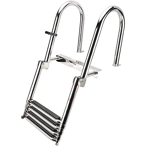 MEVZHH Leitern, 4 Schritt Faltbare Boardibootsleiter Mit Handläufern, Heavy Duty Edelstamarine Drop Für Swimmingpool/Hintereinponton MEVZHH Leitern, 4 Schritt Faltbare Boardibootsleiter Mit Handläufern, Heavy Duty Edelstamarine Drop Für Swimmingpool/Hintereinponton von MEVZHH