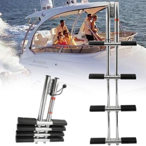 MEVZHH Leitern, Bootsleitern, Abnehmbare Dock Leiter, 3/4 Schritte Ponton Bootsleiter Edelstahlkop Hinteren Eininboard Leiter Falten Schwimmen (3Knots) (4Knots) von MEVZHH